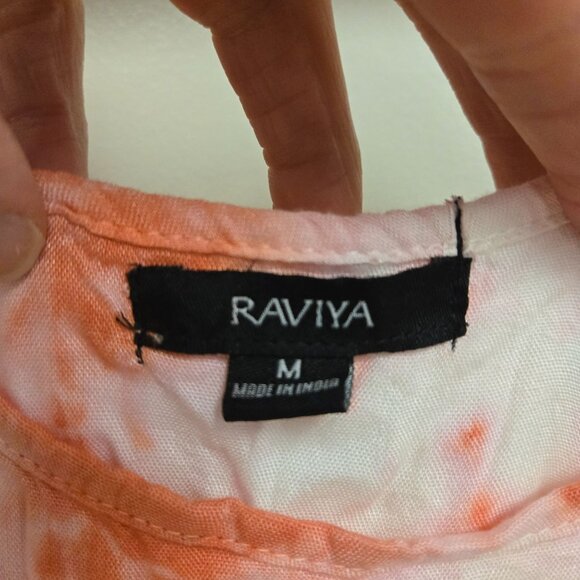 Raviya Tie-Dye Sleeveless Maxi Dress M Rayon Orange White Boho Style Beachy Vaca - Picture 6 of 8